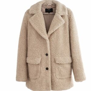 J.Crew Sherpa Teddy Coat | Beige Faux Fur Cozy Jacket | XL
